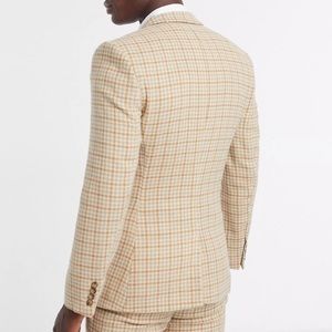 Asos Sz 42 Wool  Houndstooth Camel Blazer Suit Jacket